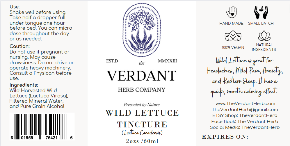 Wild Lettuce Tincture | Small-Batch Herbal Extract | 2 oz